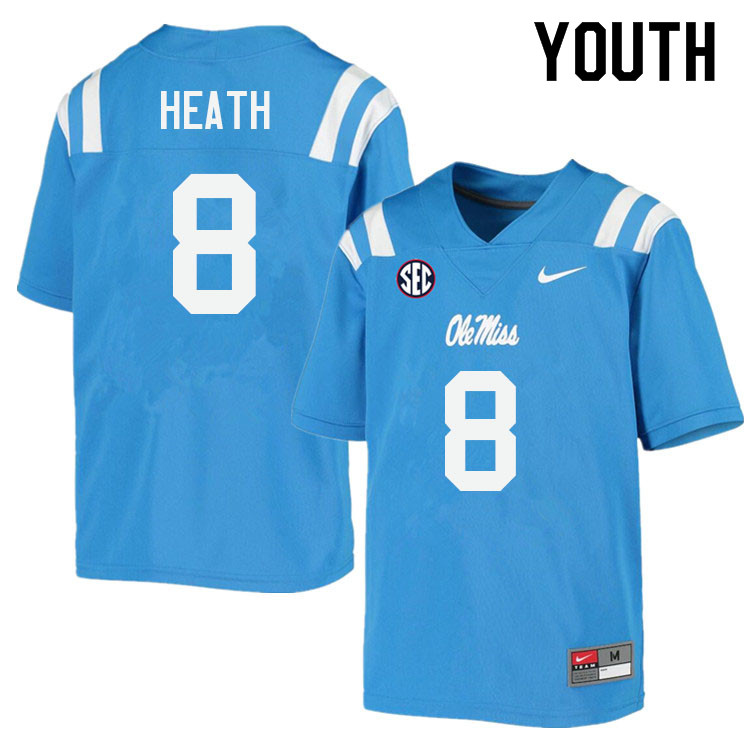 Youth #8 Malik Heath Ole Miss Rebels College Football Jerseys Sale-Power Blue - Click Image to Close